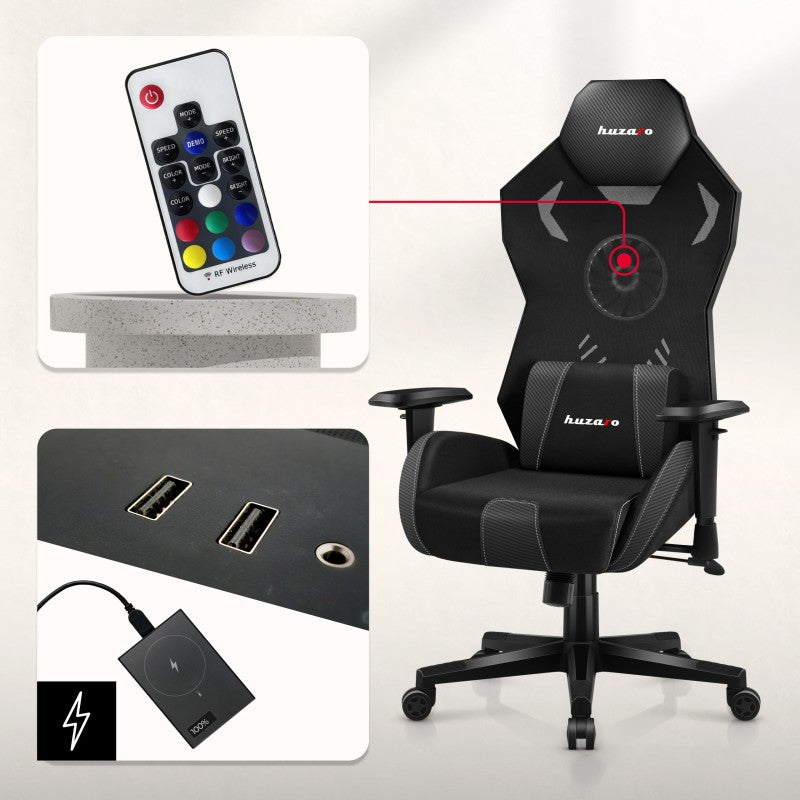 Fotel gamingowy Huzaro Combat 7.6 RGB Led Black
