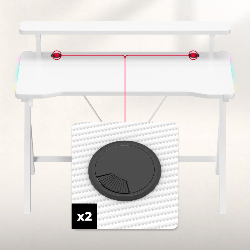 Biurko gamingowe LED Huzaro Hero 1.9 RGB White 120 cm