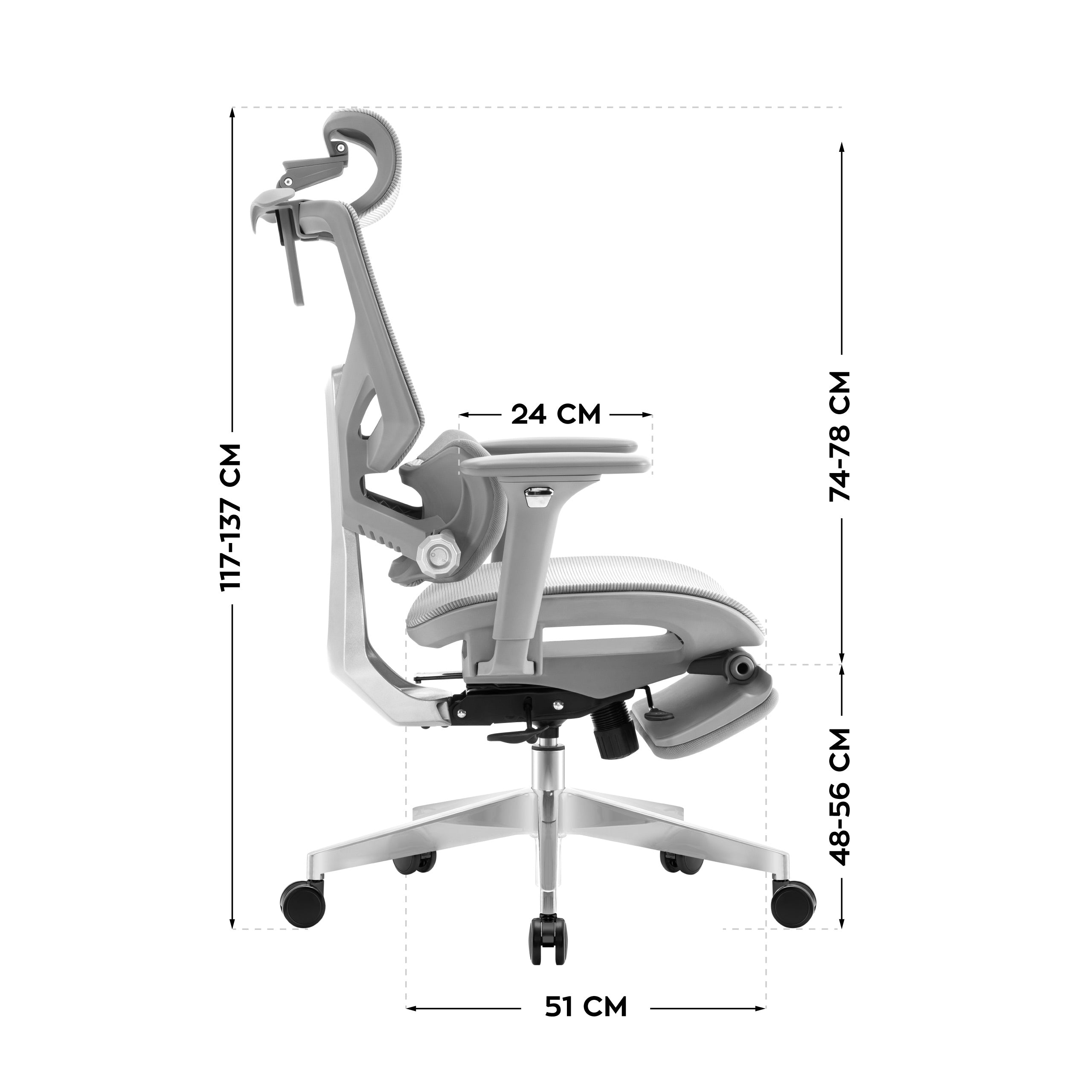 Ergonomická židle s podnožkou Mark Adler Expert 8.7 Grey Mesh