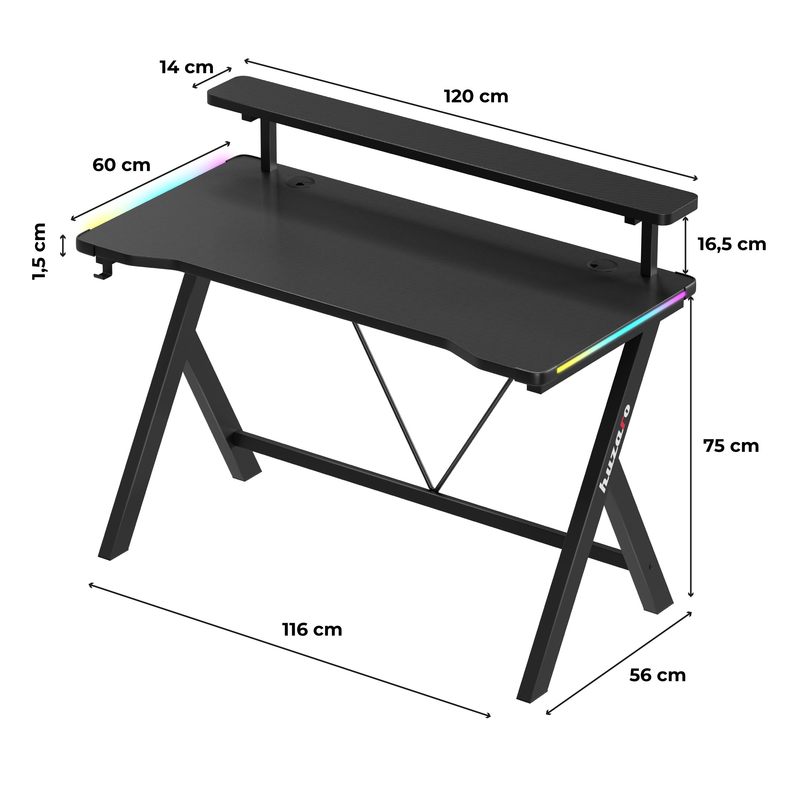 Herní stůl LED Huzaro Hero 1.9 RGB 120 cm