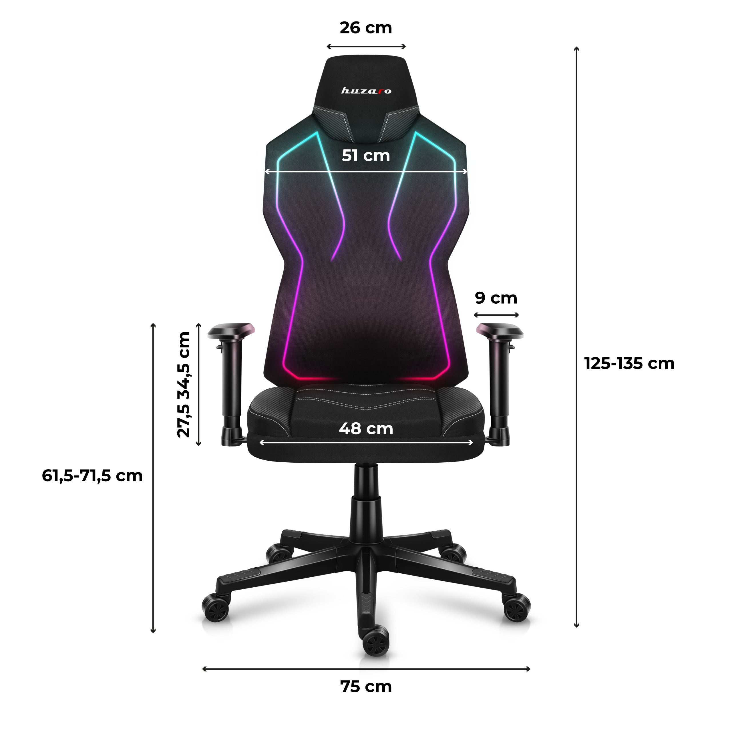 Herní křeslo HUZARO Combat 6.2 RGB Black