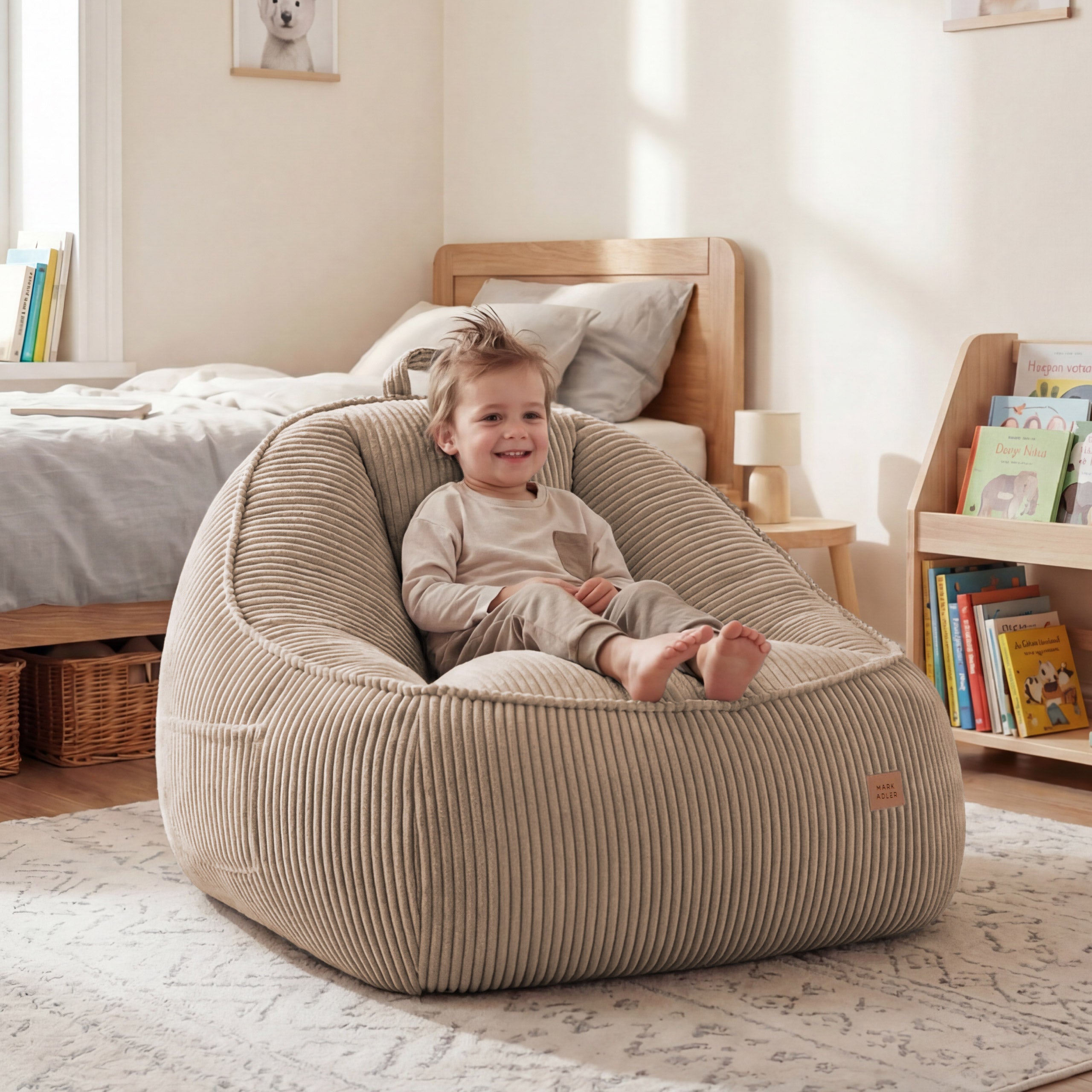 Manšestrové křeslo puf s opěradlem Mark Adler Comfy 4.0 Taupe