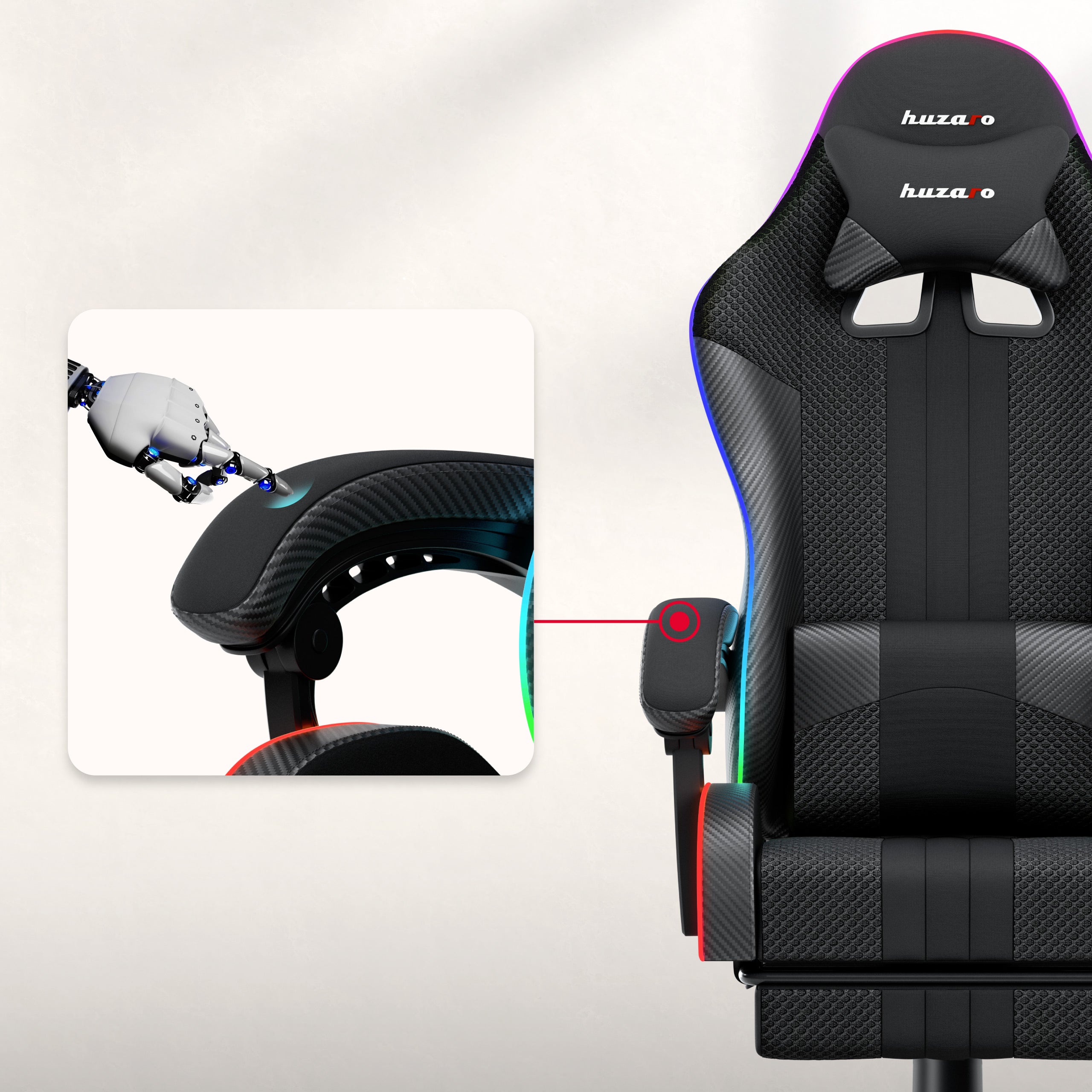 Herní křeslo HUZARO Force 4.7 RGB Black Mesh