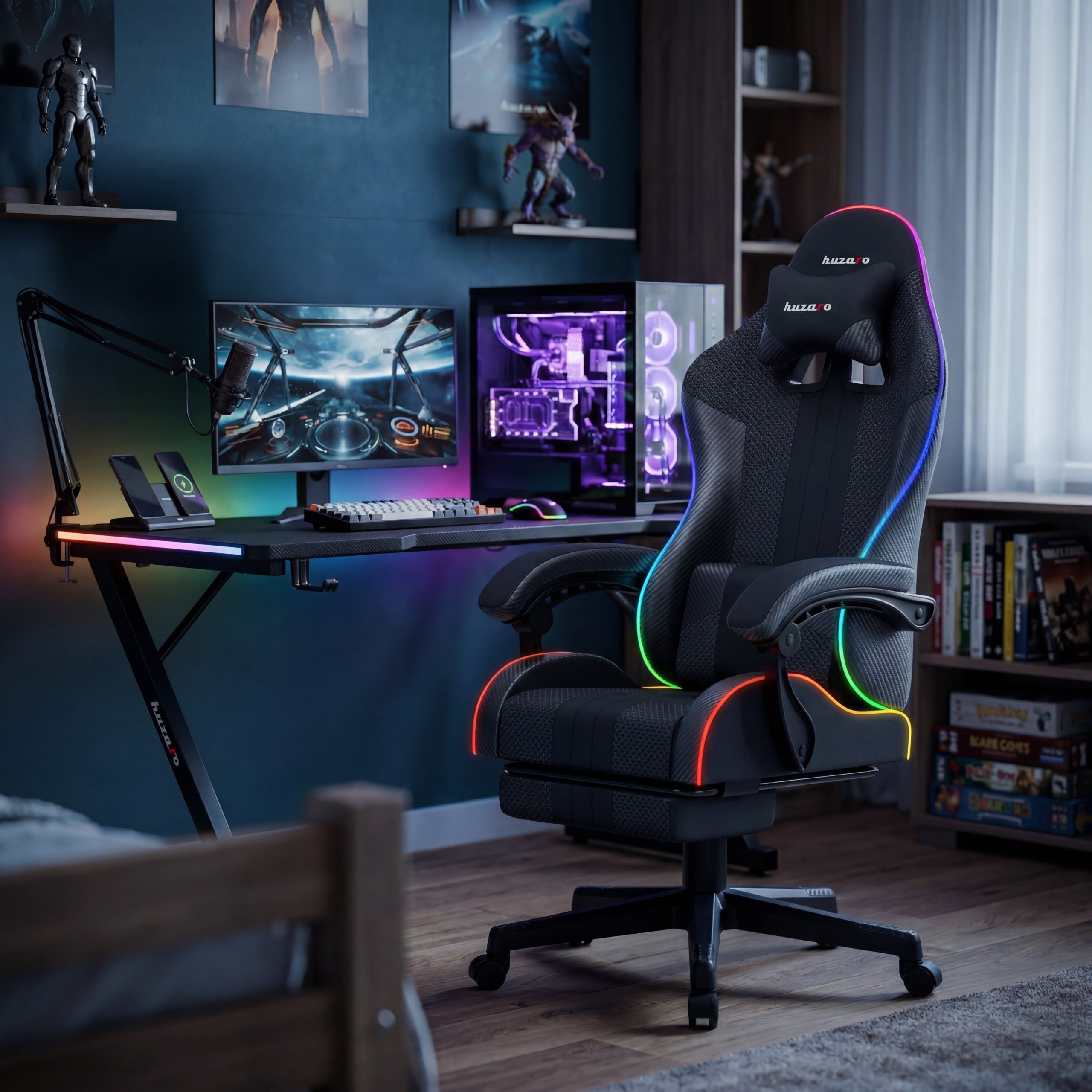 Herní křeslo HUZARO Force 4.7 RGB Black Mesh