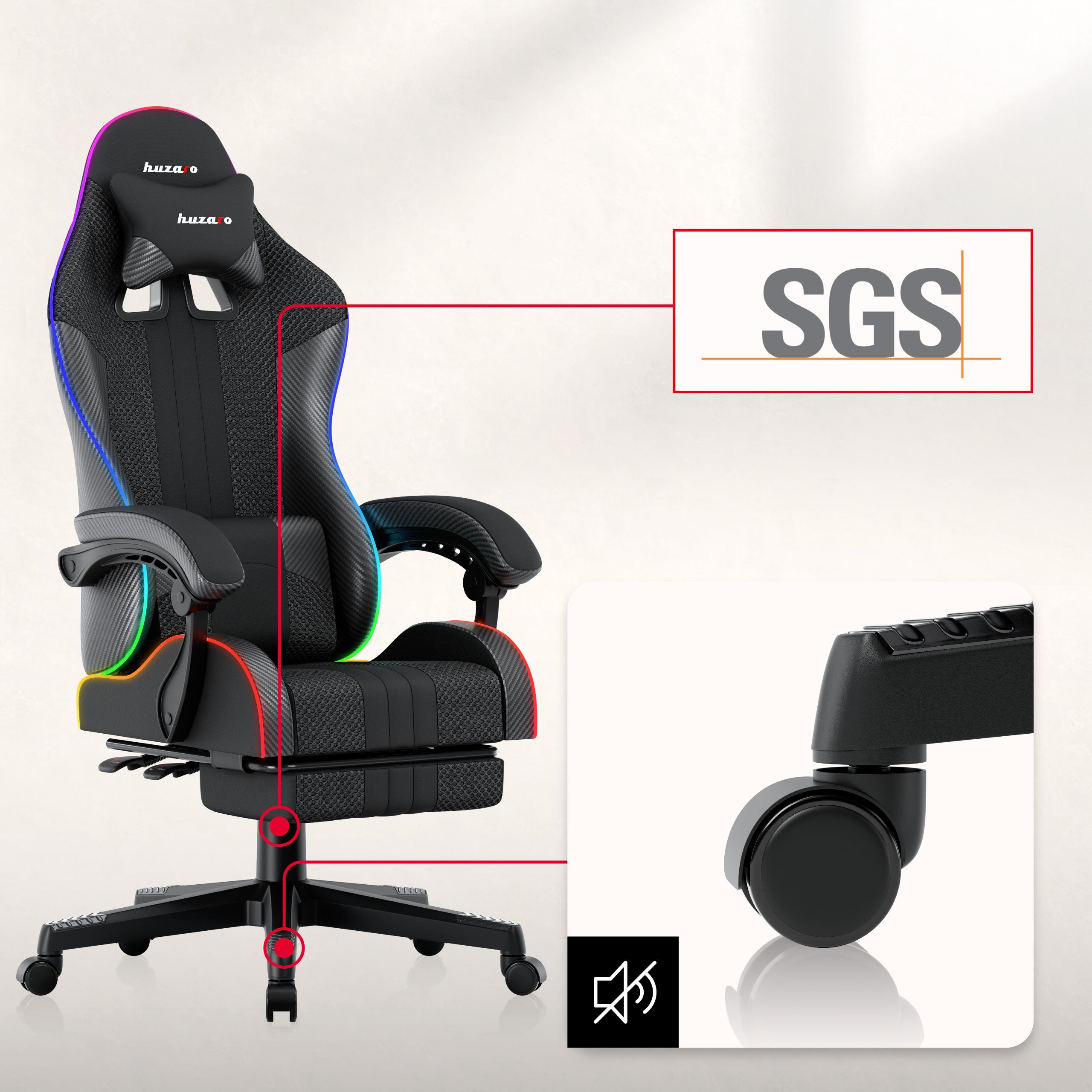 Herní křeslo HUZARO Force 4.7 RGB Black Mesh