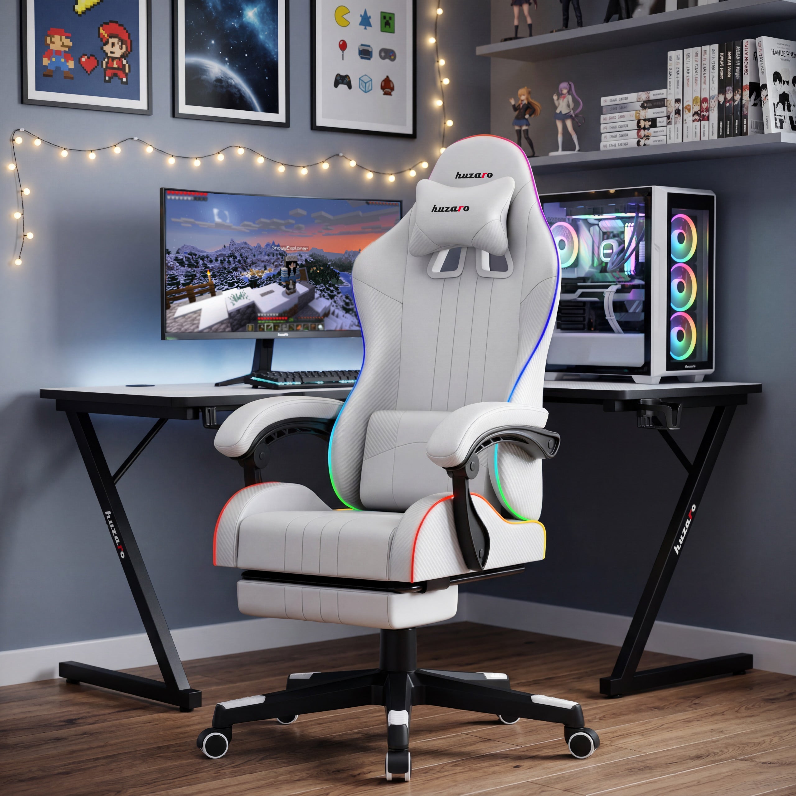 Herní křeslo HUZARO Force 4.7 RGB bílé
