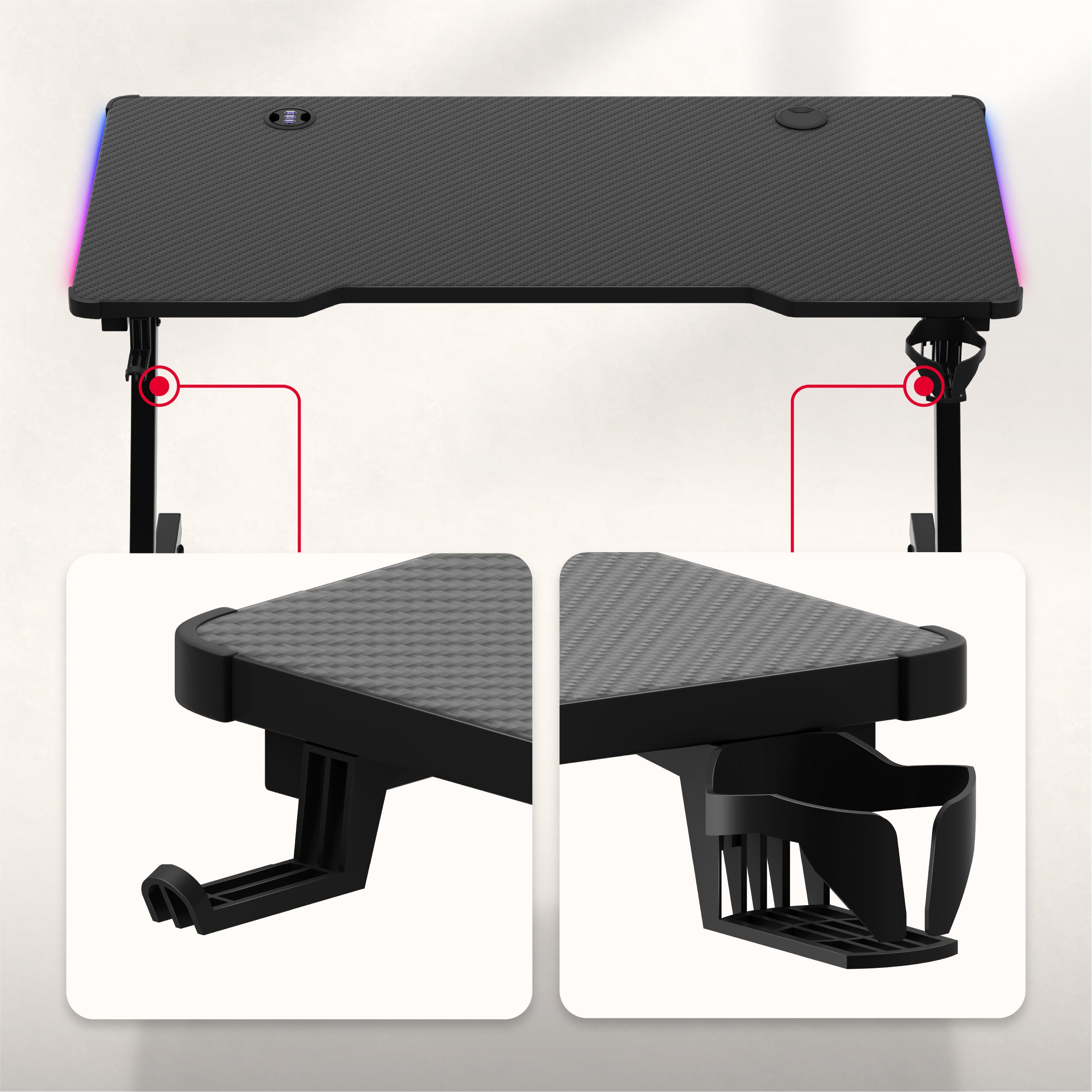 Herní stůl Huzaro Hero 2.5 RGB LED Black 120 cm