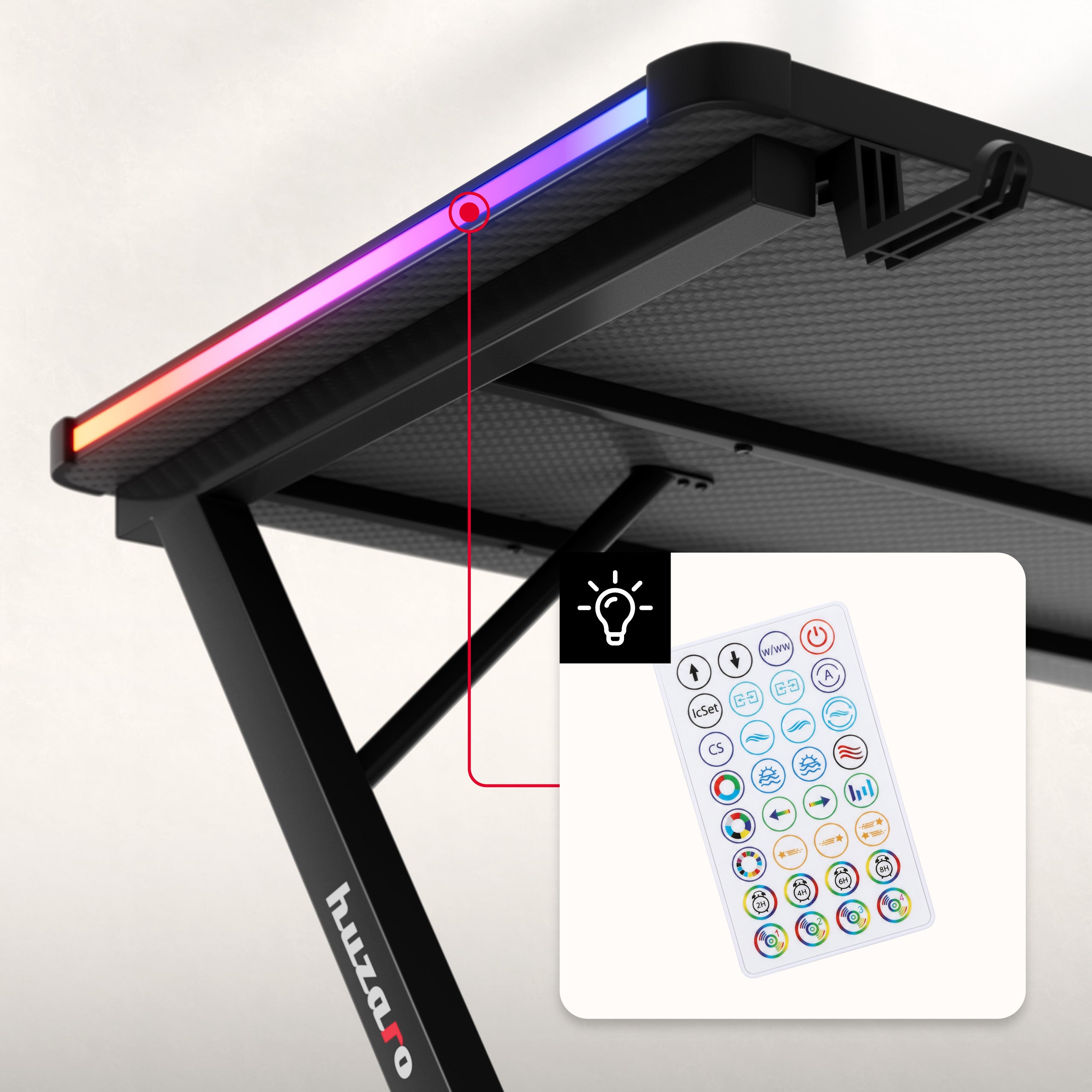 Herní stůl Huzaro Hero 2.5 RGB LED Black 120 cm