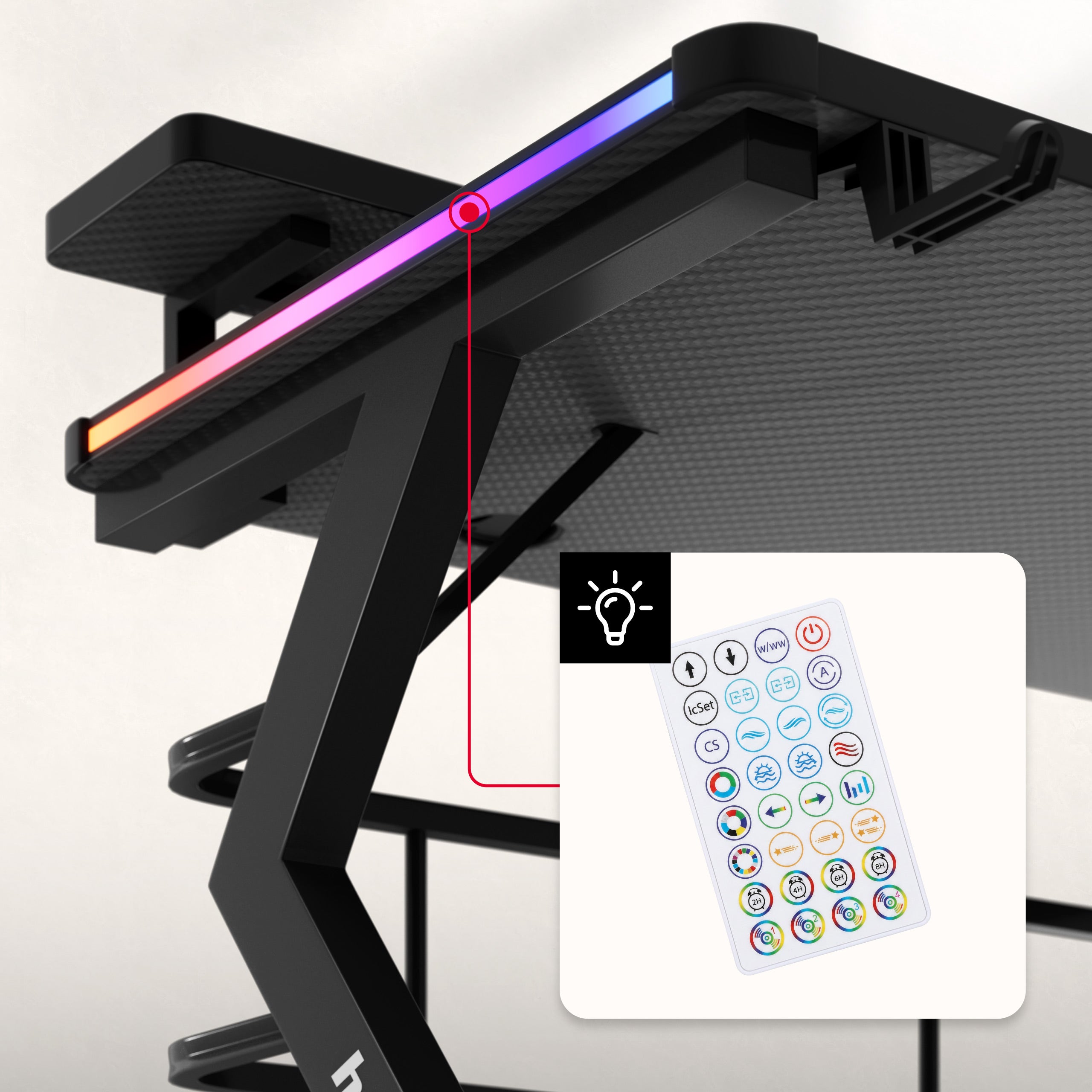 Herní stůl Huzaro Hero 5.0 RGB LED Black 120 cm