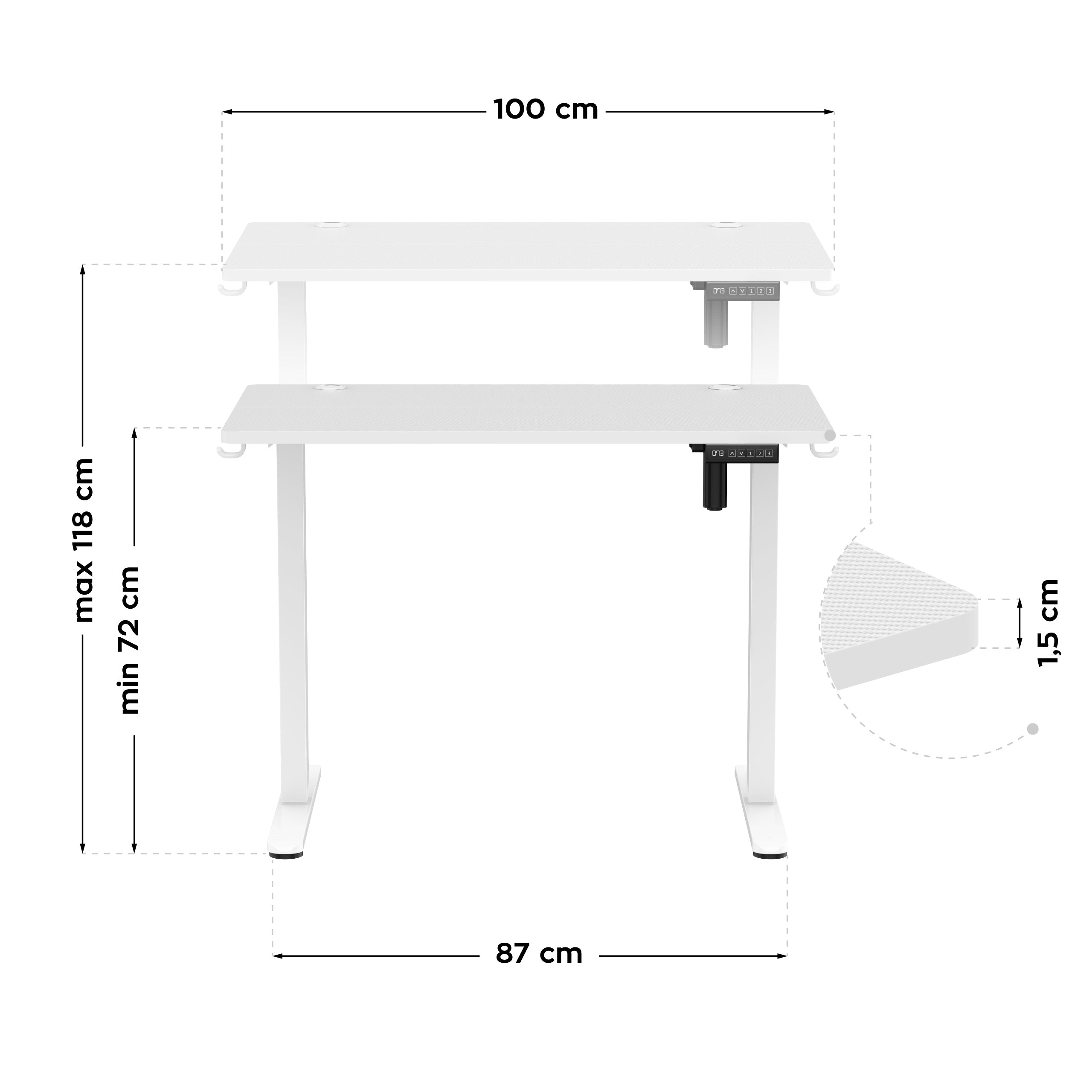 Elektrický stůl Huzaro Hero 7.9 White 100 cm