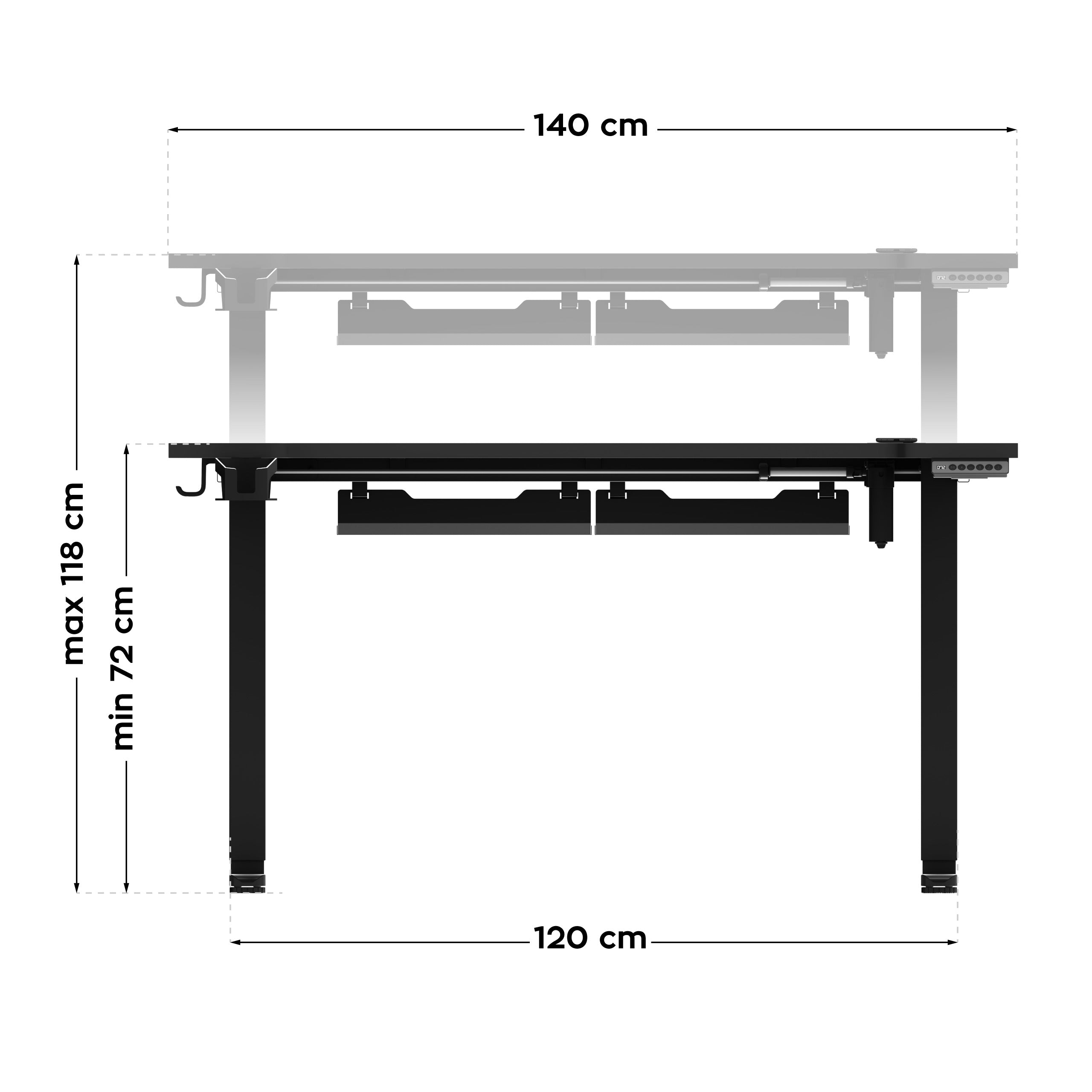 Elektrický stůl Huzaro Hero 8.7 RGB LED 140 cm