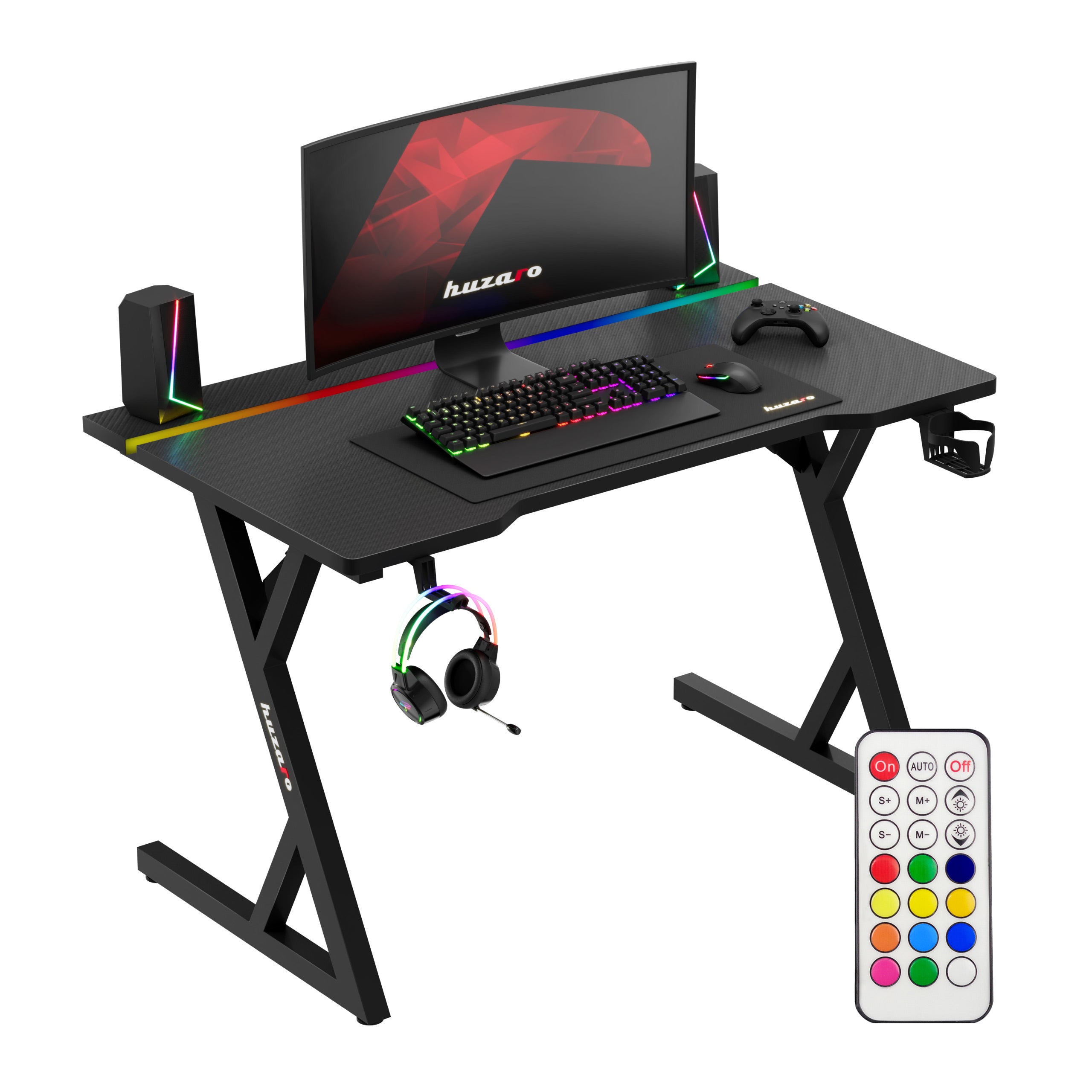 Biurko gamingowe z oświetleniem LED Huzaro Hero 2.4 RGB Black