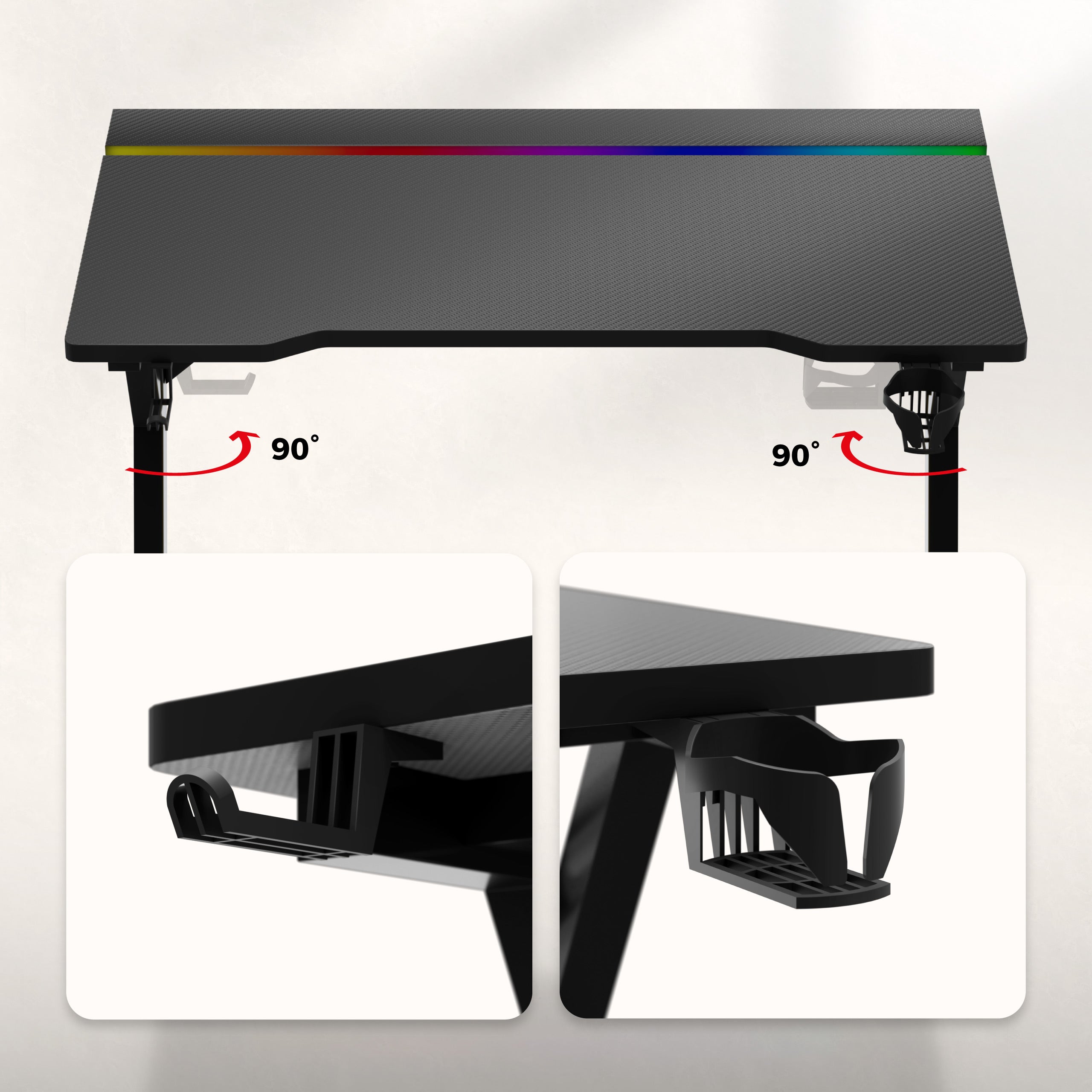 Herní stůl s LED osvětlením Huzaro Hero 2.4 RGB Black