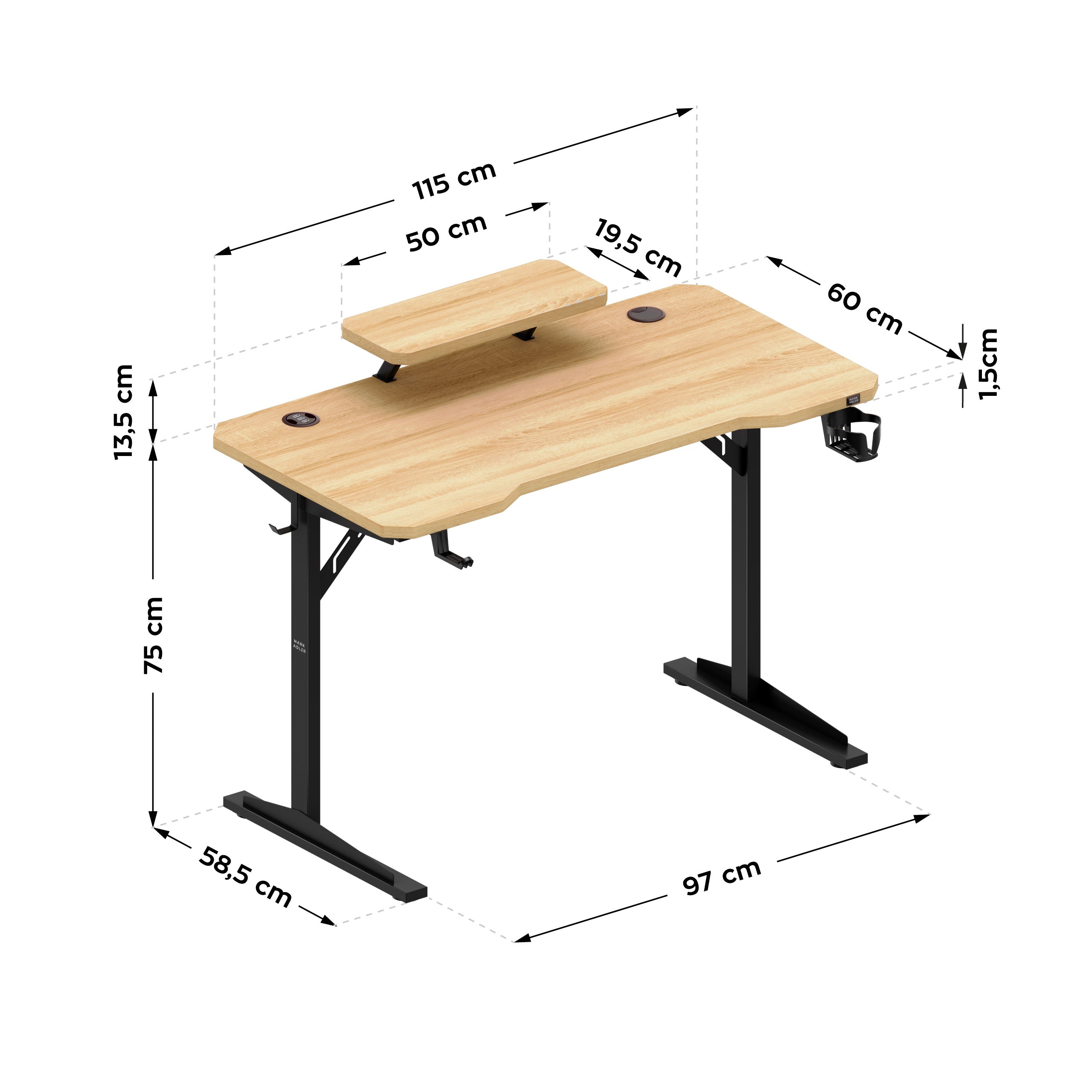 Počítačový stůl s policí Mark Adler Leader 5.1 Oak 115 cm