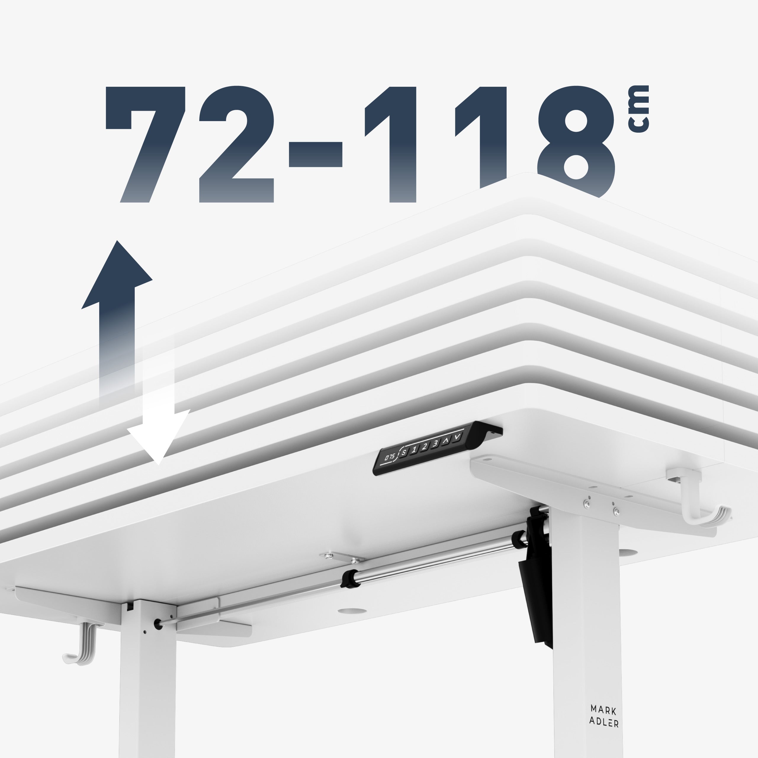 Široký rozsah nastavení výšky: 72 - 118 cm