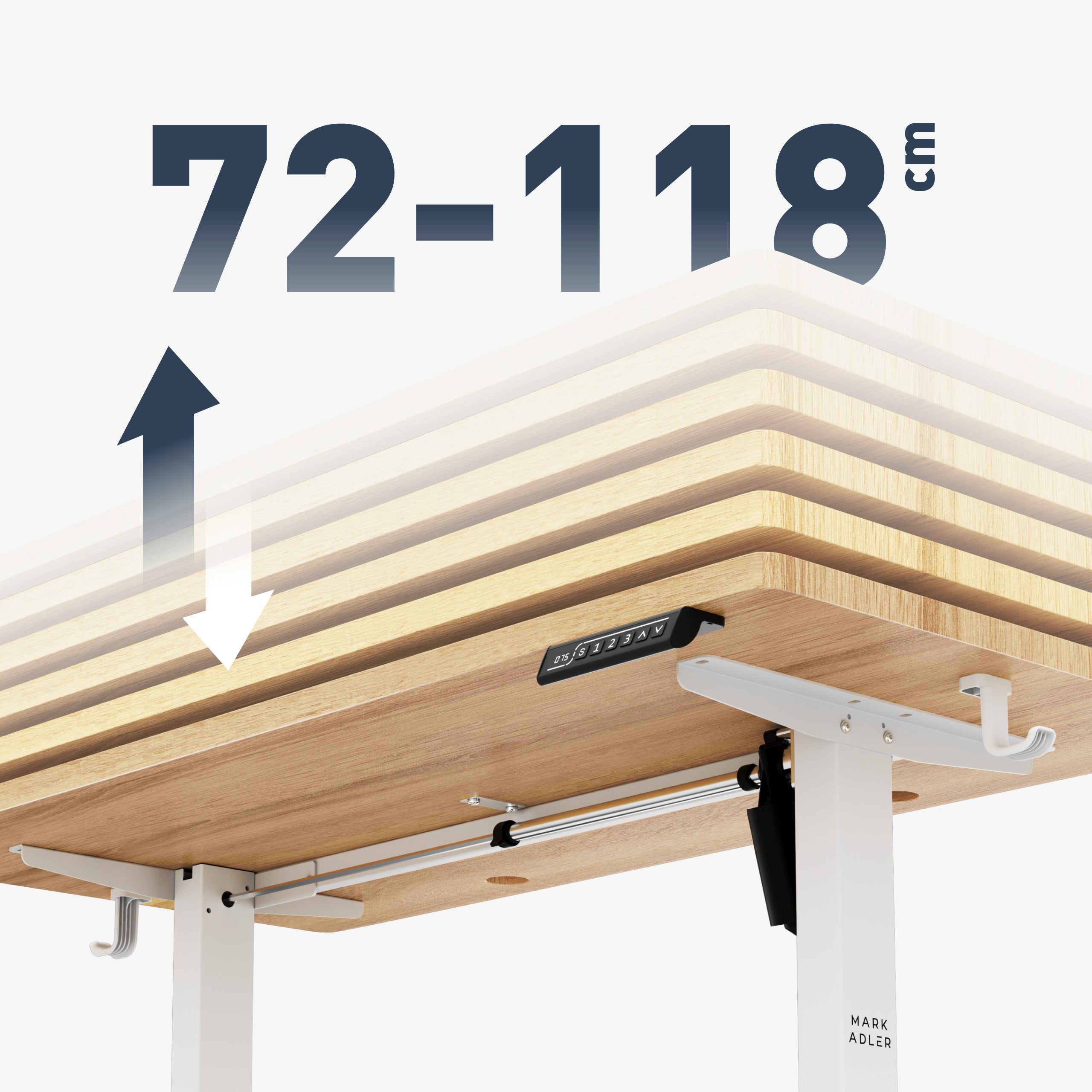 Široký rozsah nastavení výšky: 72 - 118 cm