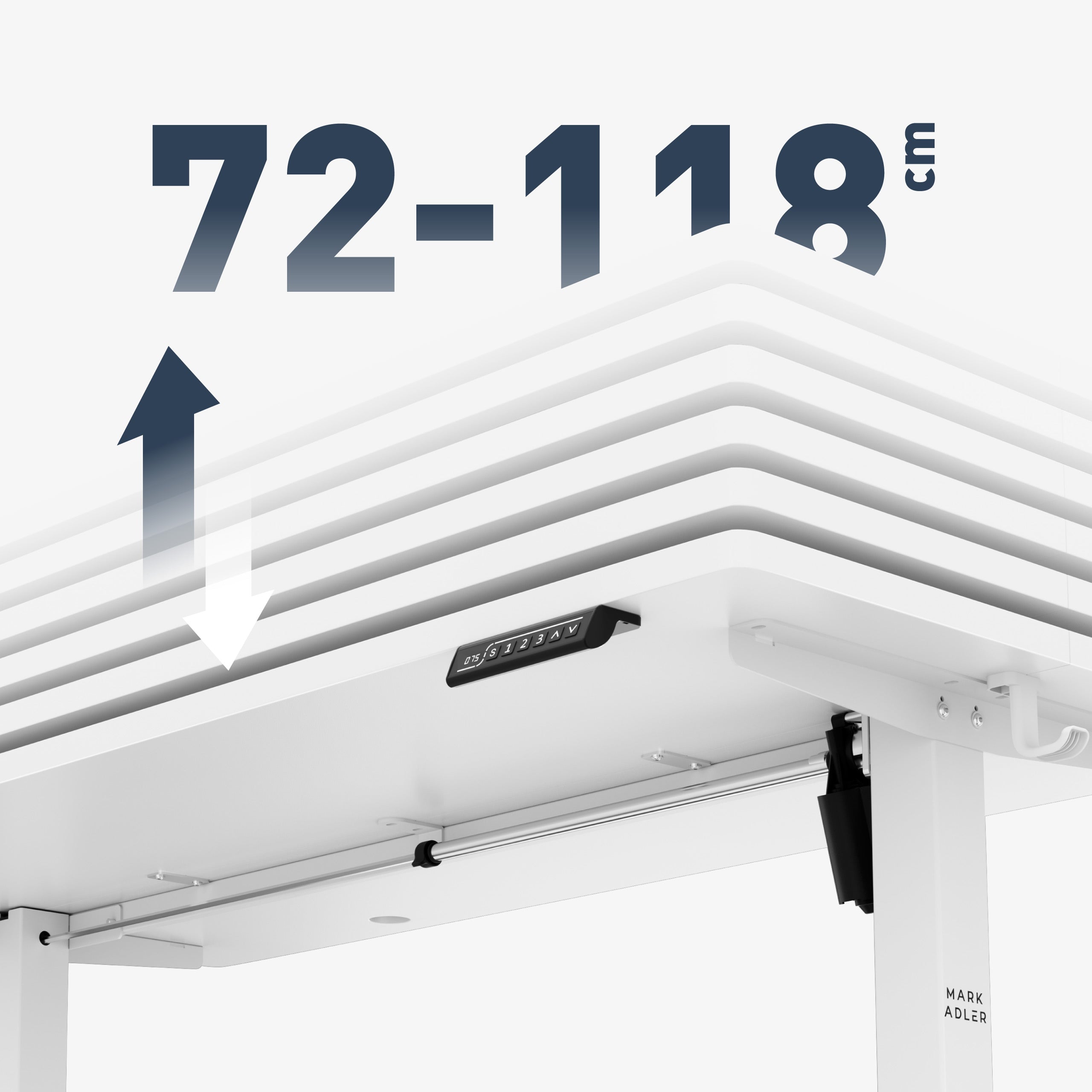 Široký rozsah nastavení výšky: 72 - 118 cm