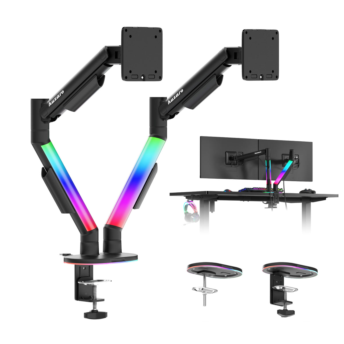 Držák na 2 monitory na stůl Huzaro Motion 2.6 RGB