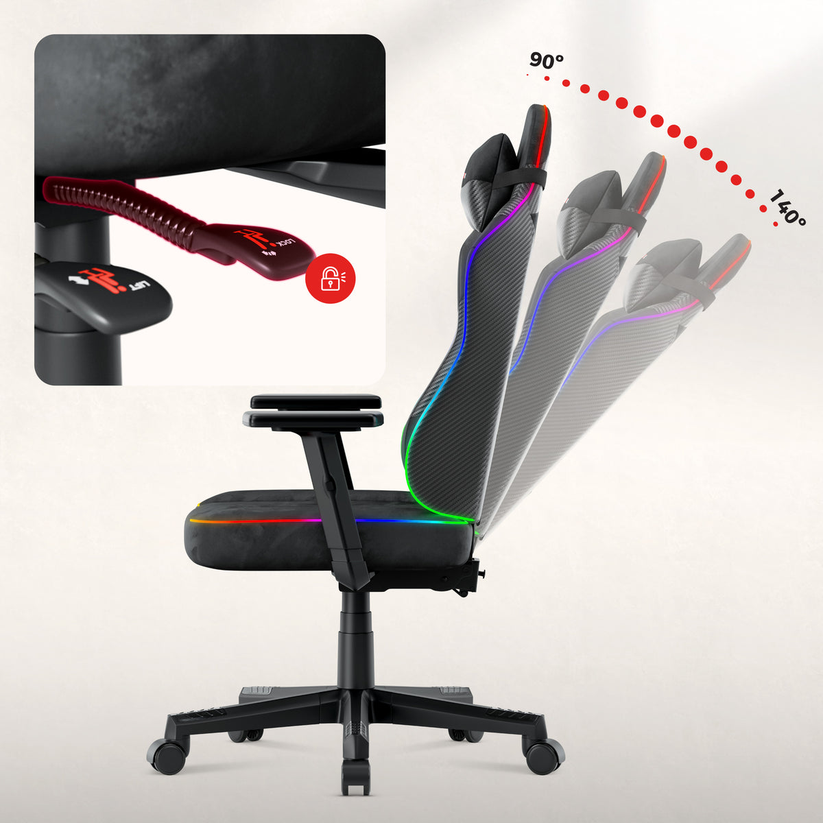 Herní křeslo pro teenagery Huzaro Ranger 5.7 RGB BLACK