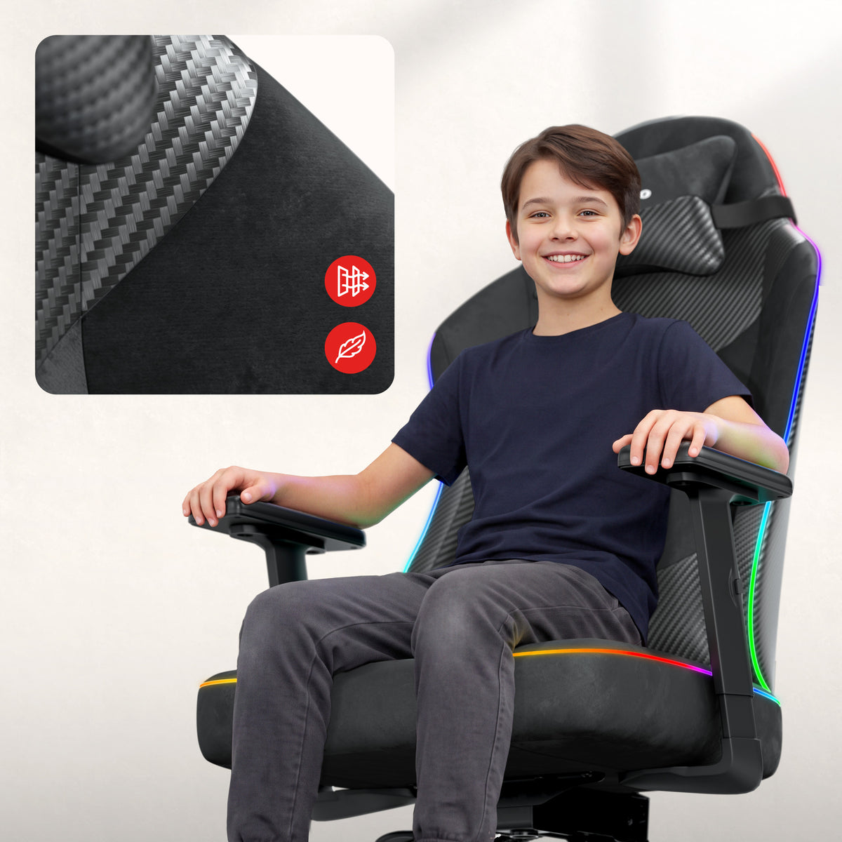 Herní křeslo pro teenagery Huzaro Ranger 5.7 RGB BLACK