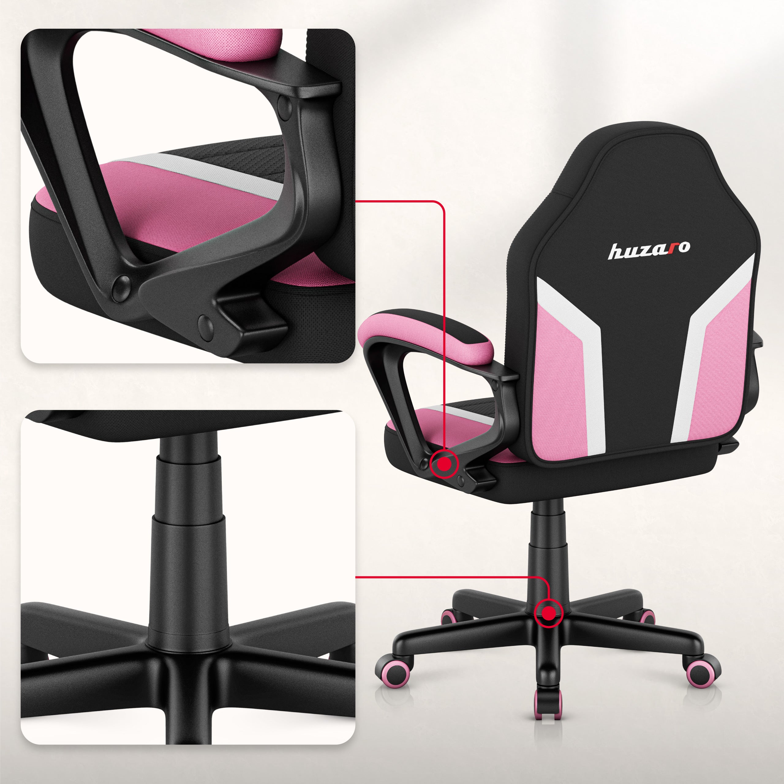 Herní židle pro dítě HUZARO RANGER 1.0 Pink Mesh