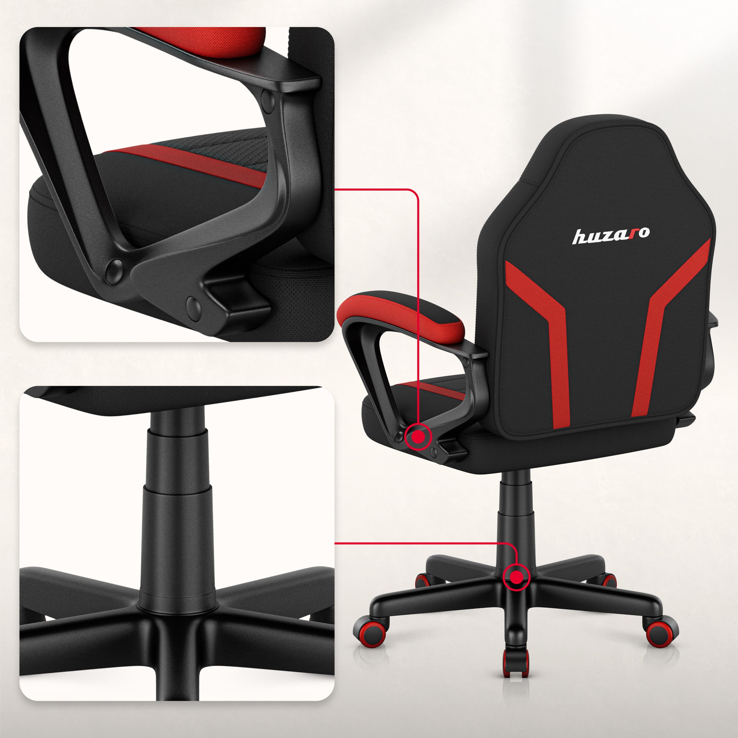 Dětská herní židle HUZARO RANGER 1.0 Red Mesh