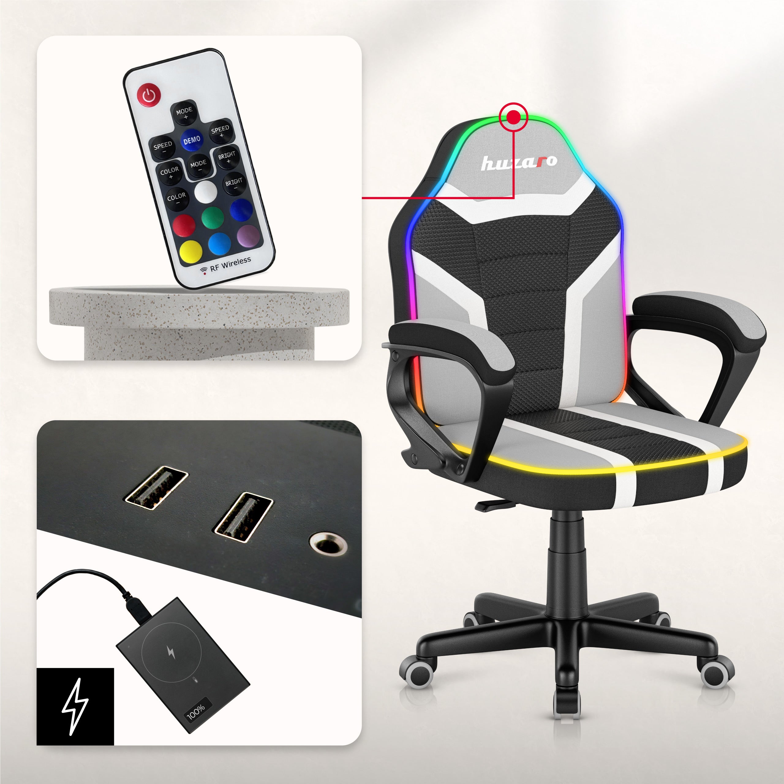 Herní křeslo pro děti Huzaro Ranger 1.0 RGB
