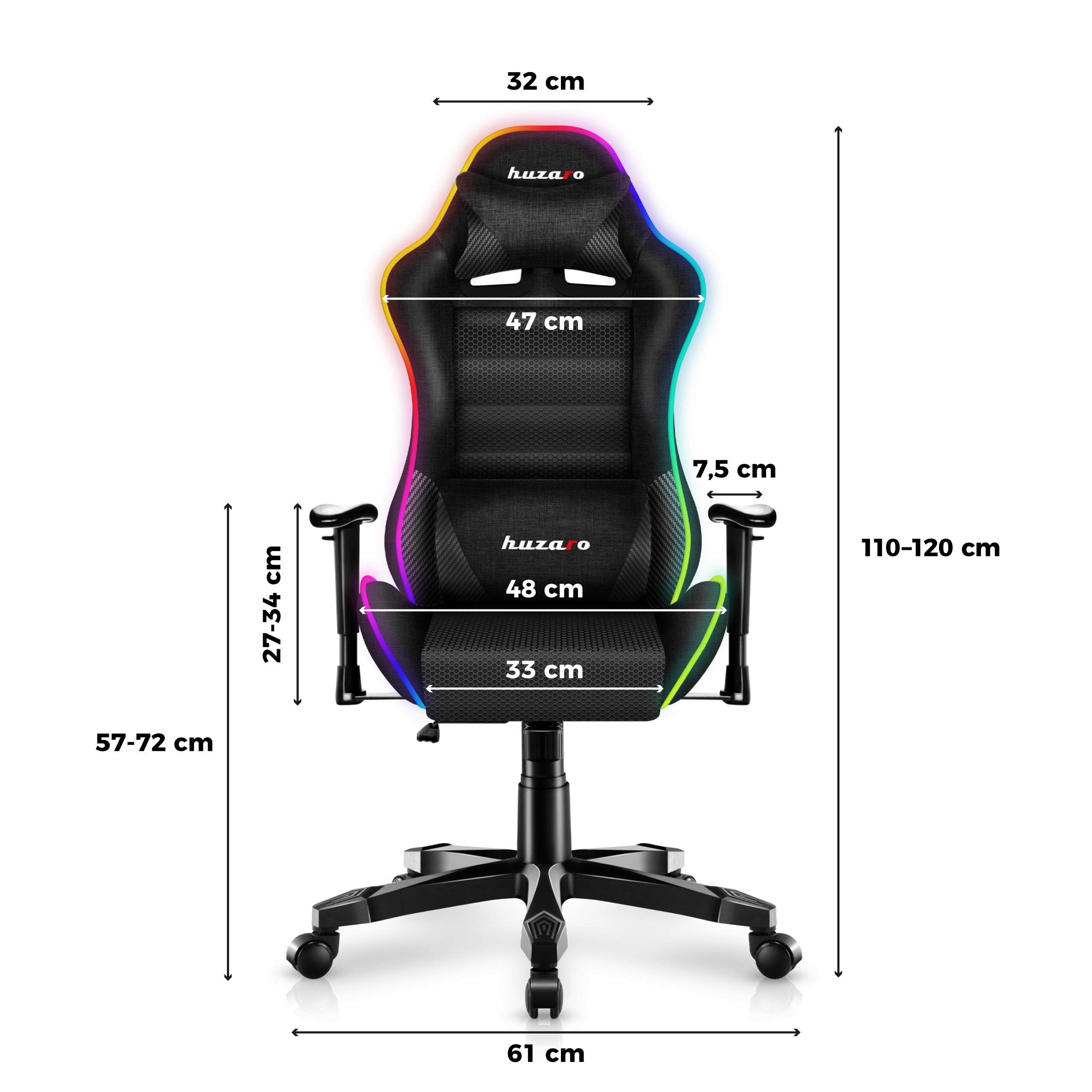 Herní křeslo pro děti HUZARO RANGER 6.0 RGB Black Mesh
